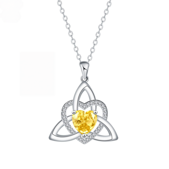 Celtic Knot Heart Birthstone S925 Silver Necklace