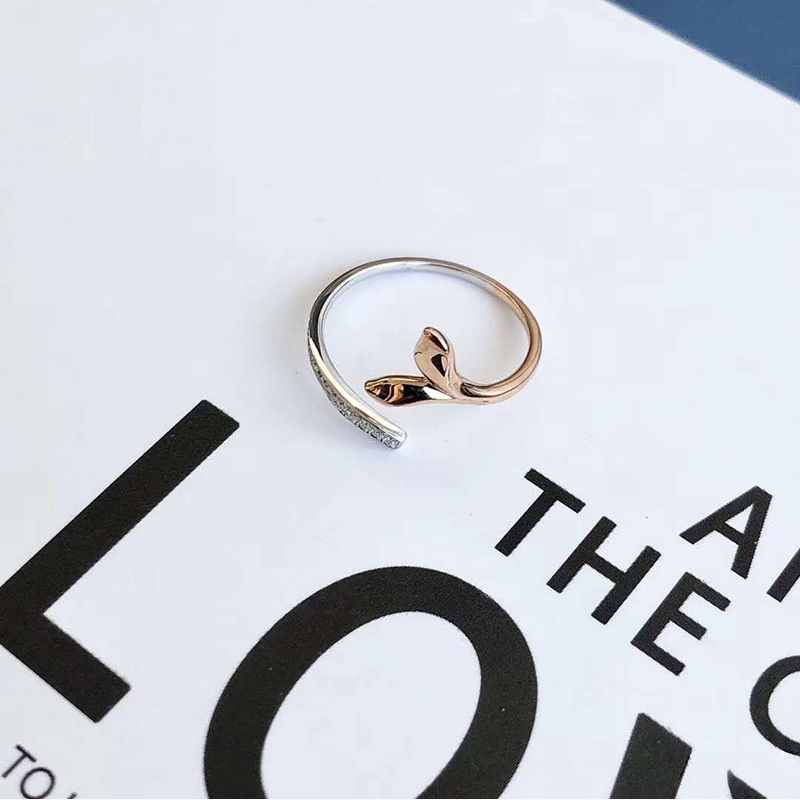 Two-Tone Whale Tail Open Ring (Delicate Ocean-Inspired Band)