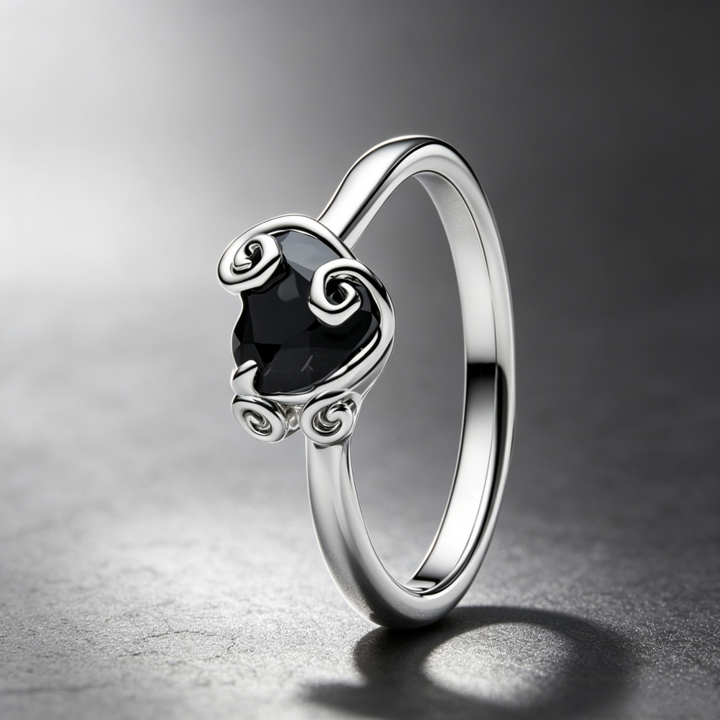 Auspicious‑Cloud Heart‑Shaped Zircon Ring, Two‑Tone Options