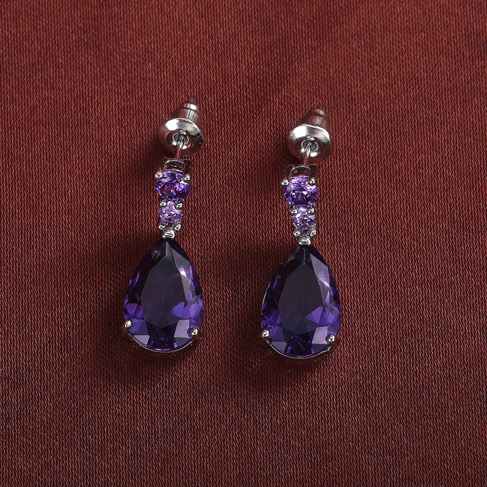 Pear Shaped Teardrop Diamond S925 Silver Drop Earrings, Elegant Long Diamond Dangle Studs Available in Two Colors