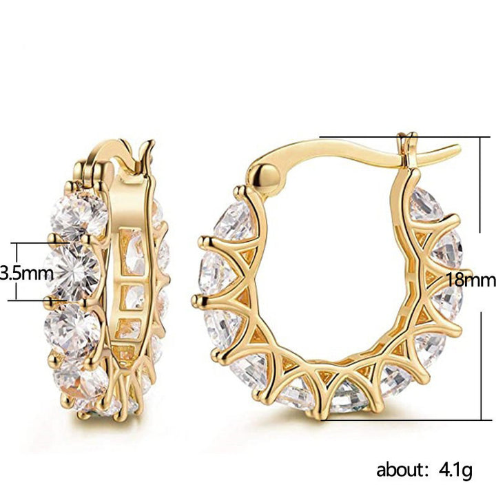 Openwork Row Diamond Hoop S925 Silver Ear Buckles, Multi-color Luxury C Ring Earrings