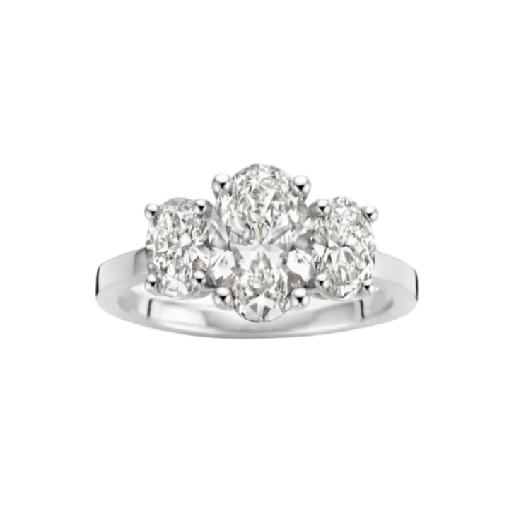 Three‑Stone Oval Diamond Classic Engagement Ring, Two‑Tone Options