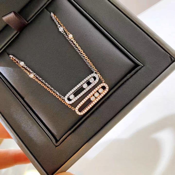 Sliding Three-Diamond Paperclip Necklace