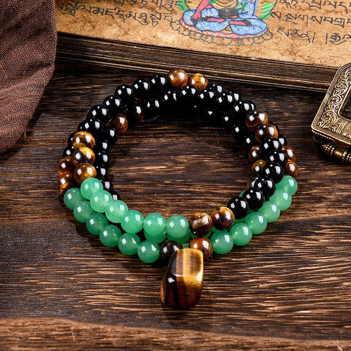 Tiger Eye Double-Layer Energy Necklace (Wealth-Attracting Retro Layered Style)