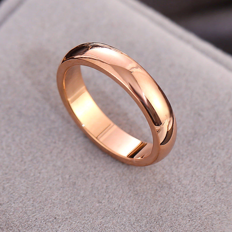 4mm Polished Domed S925 Silver Ring, 3 Colors Plain Band, Minimalist Couple Ring