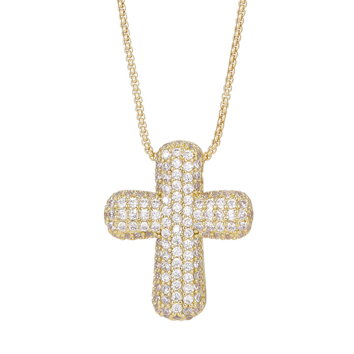 Pavé Diamond 3D Cross S925 Silver Necklace, Hip Hop Iced Out Cross Pendant Chain