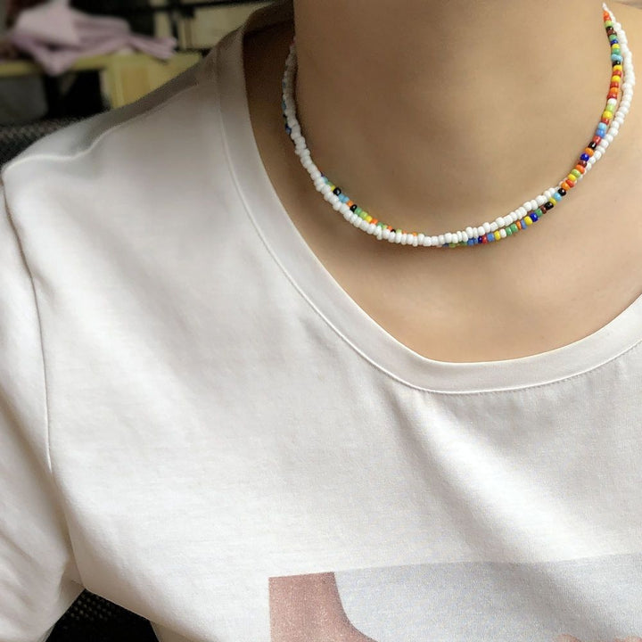 Macaron Frosted Mini Bead Choker, Multi-Color Simple Adjustable Thin Beaded Clavicle Necklace