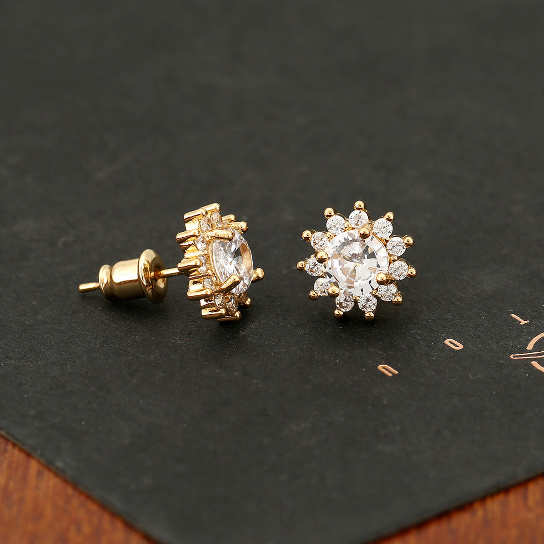 Sunflower Halo Stud Earrings, Two‑Tone Options