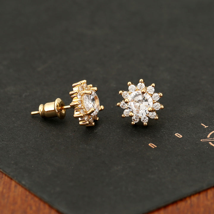 Sunflower Halo Stud Earrings, Two‑Tone Options