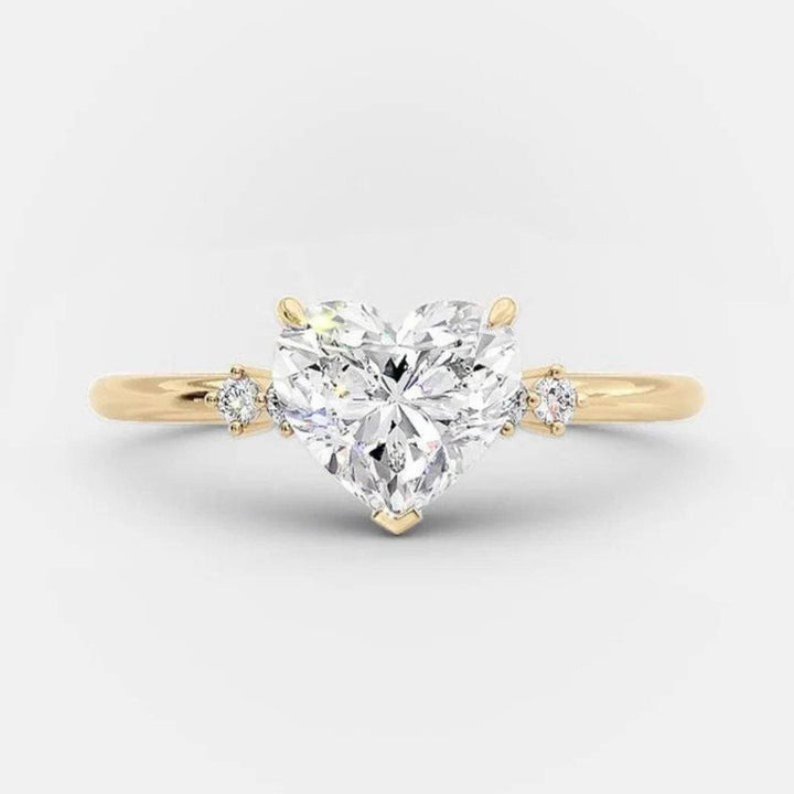 S925 Silver Heart‑Cut Center Diamond Ring, Luxury Heart‑Shape Multi‑Accent Diamond Engagement Ring for Women