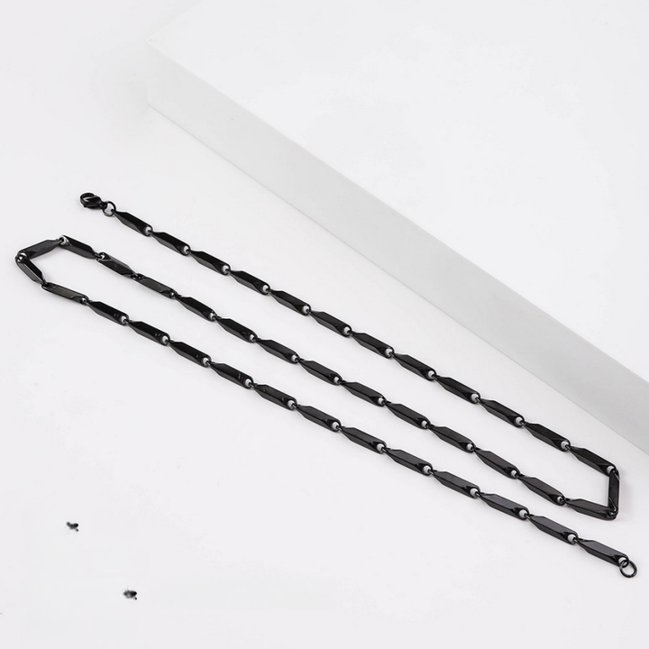 Multi-Color Rhombus Bamboo Titanium Steel Chain, Geometric Cut Blank Layering Necklace Without Pendant