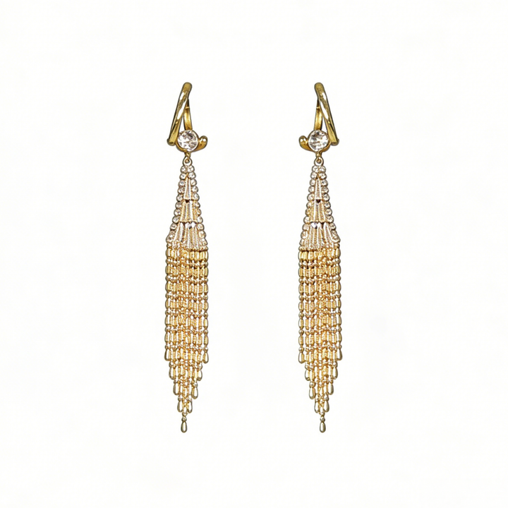 Golden Tassel Diamond Huggie Earrings (Light Luxury Niche Dynamic Earrings)