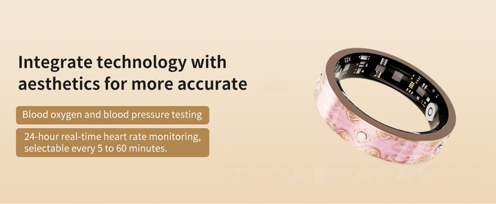 Vintage Enamel Smart Health Ring, Magnetic Fast Charging Waterproof Sports Blood Oxygen Heart Rate Sleep Tracker Band