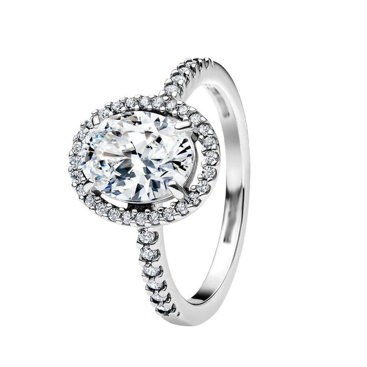 Oval Diamond Halo Ring (Light Luxury, Dynamic & Elegant Style)