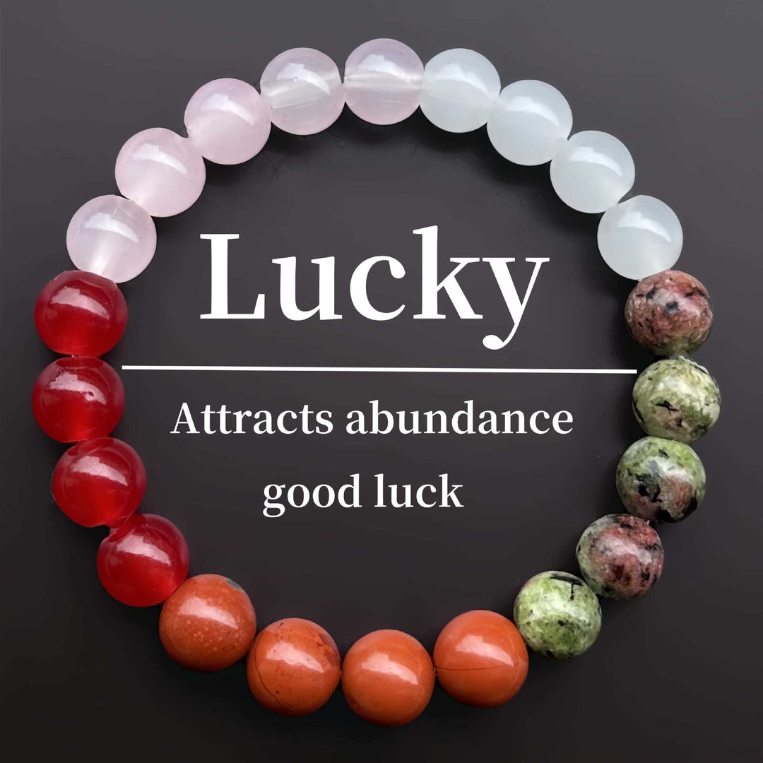 Multi‑Variety Natural Crystal Energy Bracelet, Fertility & Lucky Theme Mixed‑Bead Single Strand Bracelet, 2‑Options Natural Stone Jewelry