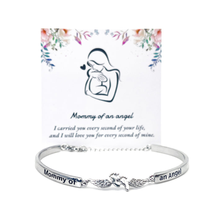 "Mommy of an Angel" Footprint & Wings Bracelet (Commemorative Healing Gift Stytle)