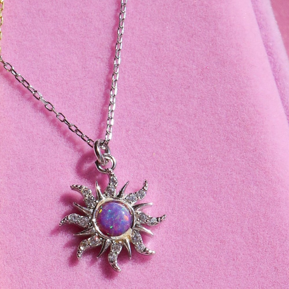 Vintage Dopamine Sun Opal Pendant Necklace & Earring Set