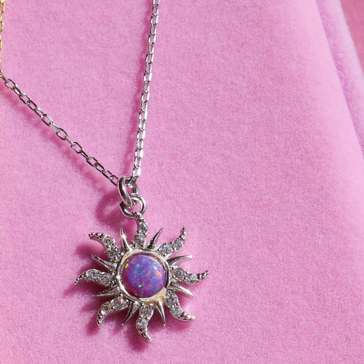 Vintage Dopamine Sun Opal Pendant Necklace & Earring Set