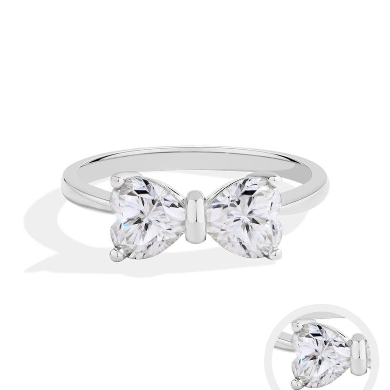 Double-Diamond Bowknot Ring (Sweet-Cool Light Luxury Style Series)
