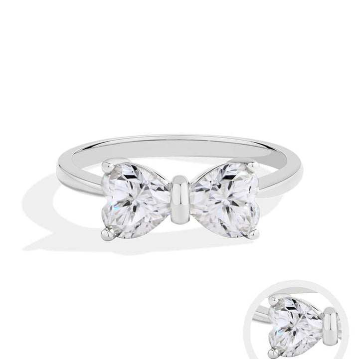Double-Diamond Bowknot Ring (Sweet-Cool Light Luxury Style Series)