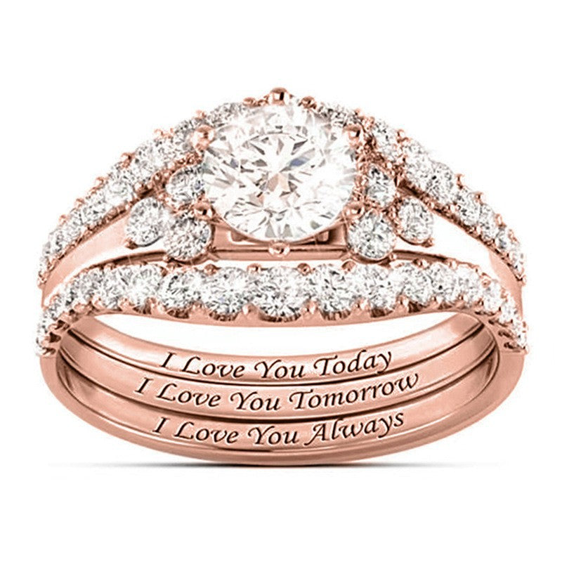 Double-Band Love Vow Diamond Ring (Light Luxury Romantic Style Series)