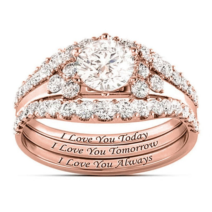 Double-Band Love Vow Diamond Ring (Light Luxury Romantic Style Series)