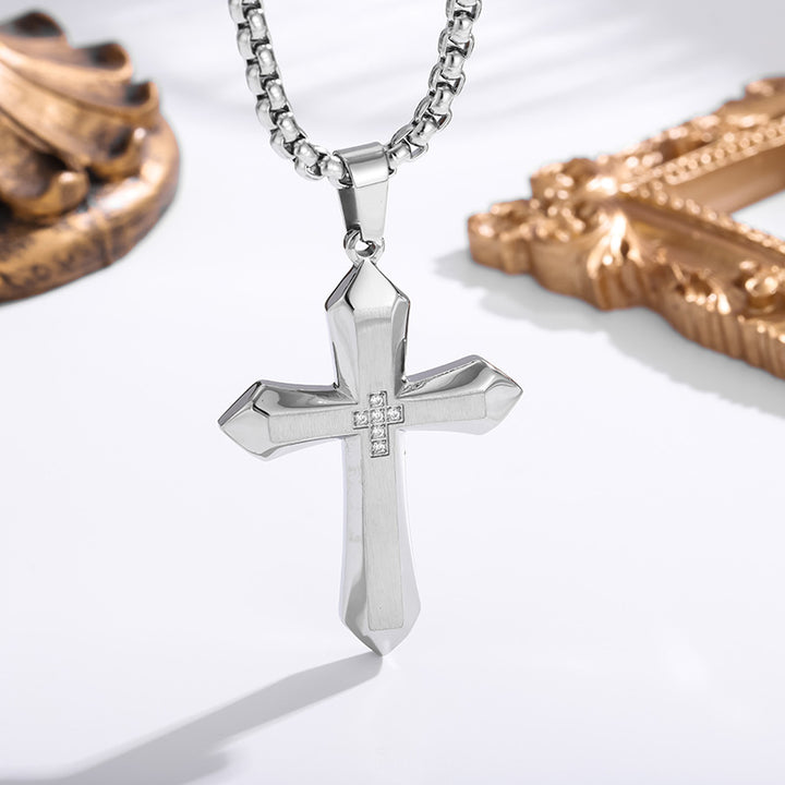 Geometric Cross Pendant Necklace (Men's Fashion · Minimal Luxury Faith Style)