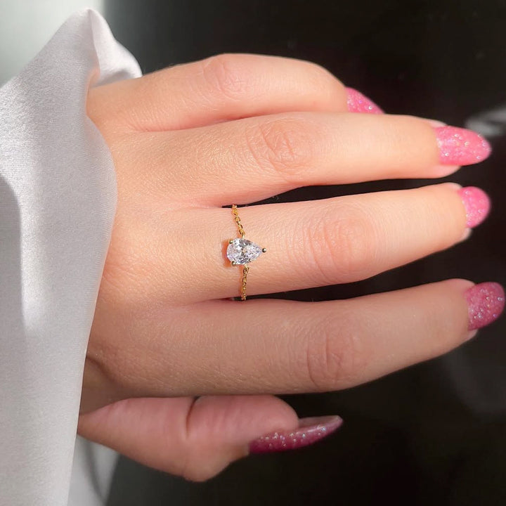 Pear Colored Gem Adjustable Ring (Sweet Vitality Multi-Color Style)