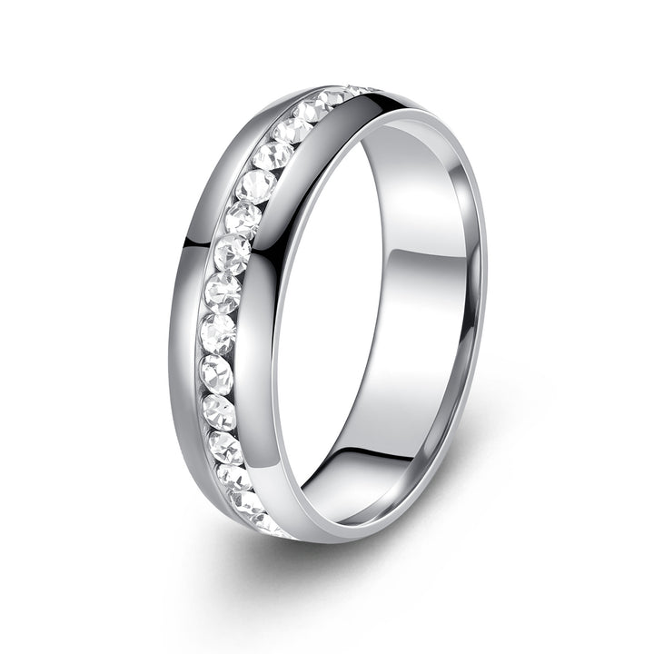 Multi-Color Diamond-Inlaid Narrow Band Ring (Cool Versatile Personalized Style)