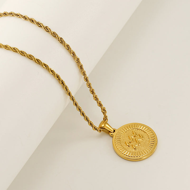 INS Vintage Zodiac Pendant Necklace for Women – 18K Gold-Plated, Elegant & Tarnish-Resistant