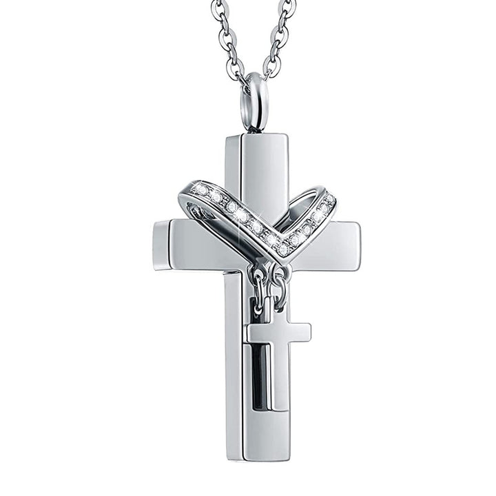 Memorial Pet Ashes Cross Necklace – Keepsake Perfume Bottle Pendant