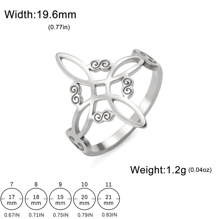 S925 Silver Witch Knot Pattern Ring for Men and Women