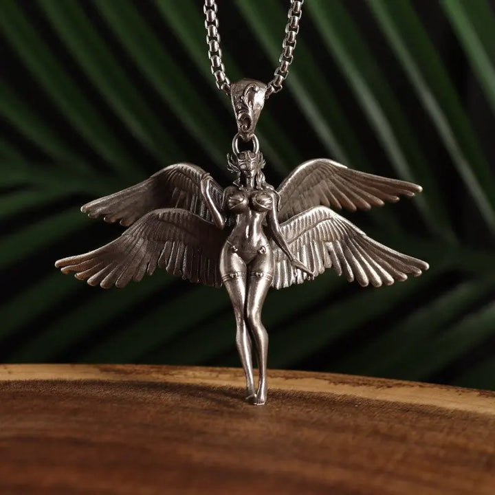 Vintage Four-Wing Angel Pendant Necklace