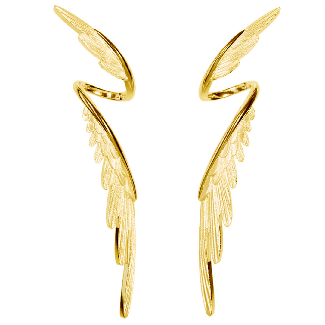S925 Silver Angel Wing Long Drop Earrings