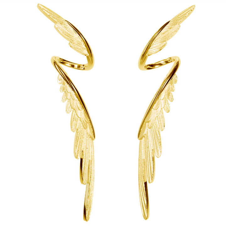 S925 Silver Angel Wing Long Drop Earrings
