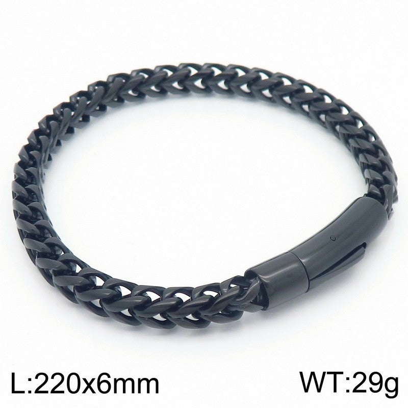 Trendy Hip-Hop Titanium Steel Round Dragon Bone Chain Bracelet