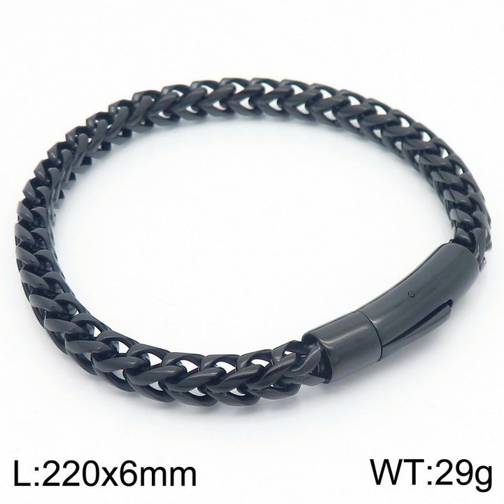 Trendy Hip-Hop Titanium Steel Round Dragon Bone Chain Bracelet