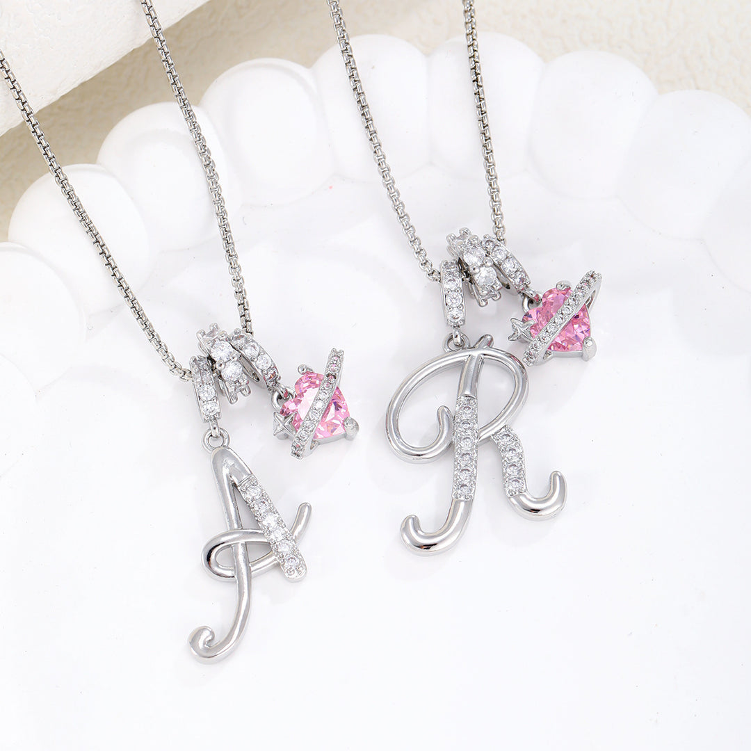 Dopamine 26 English Floral Letter Necklace - Girls' Light Luxury Niche High-End Jewelry