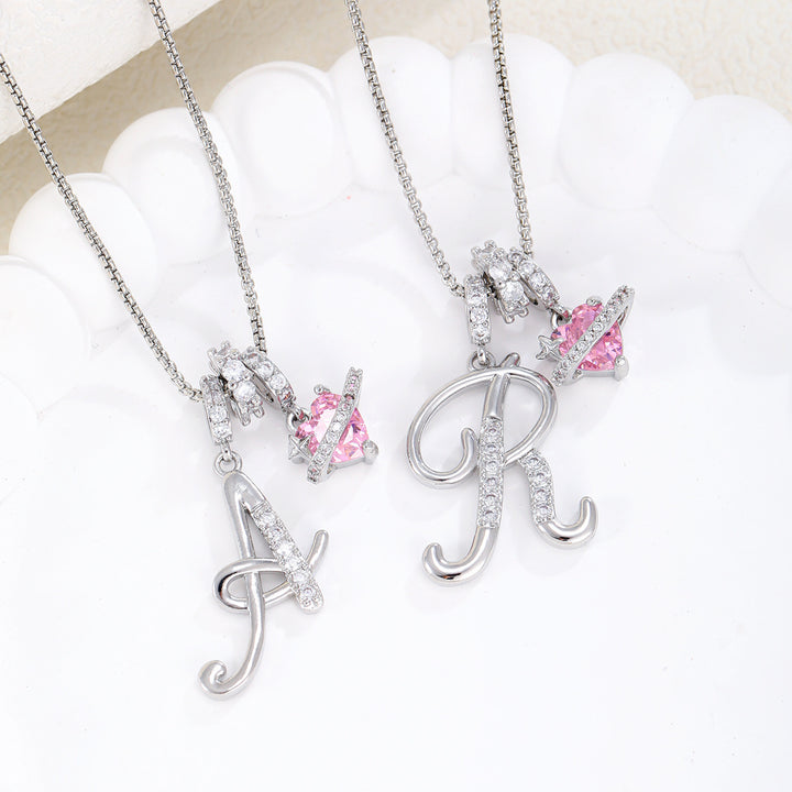 Dopamine 26 English Floral Letter Necklace - Girls' Light Luxury Niche High-End Jewelry