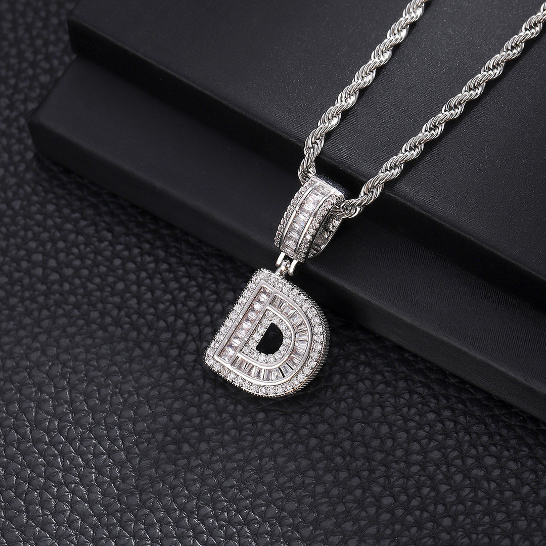 Full-Diamond Letter Cuban Link Necklace (26 Letters Optional | Gold/Silver Dual Tone)