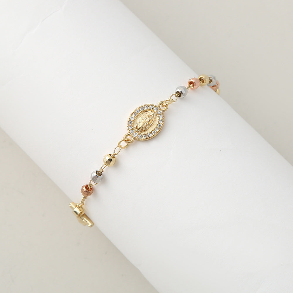 Light Luxury Virgin Mary Micro-Inlaid Beaded Bracelet