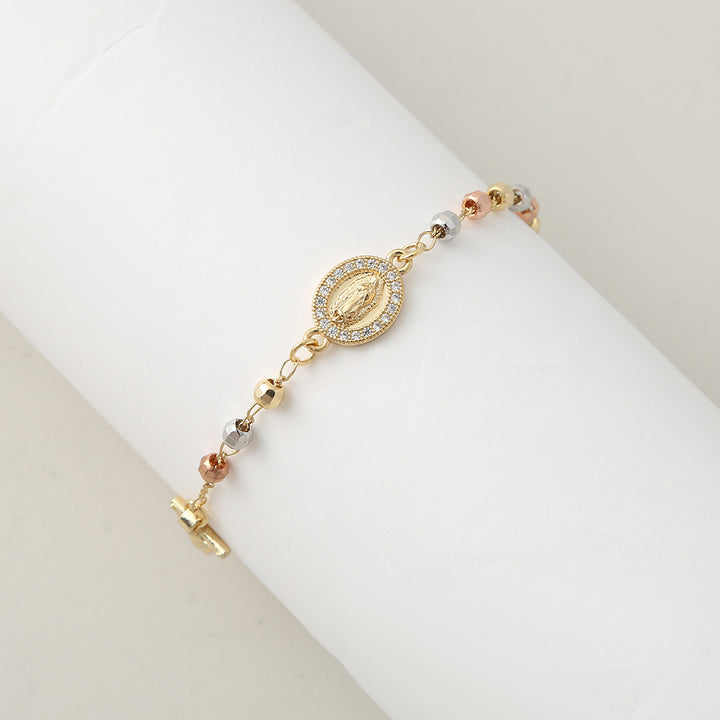 Light Luxury Virgin Mary Micro-Inlaid Beaded Bracelet