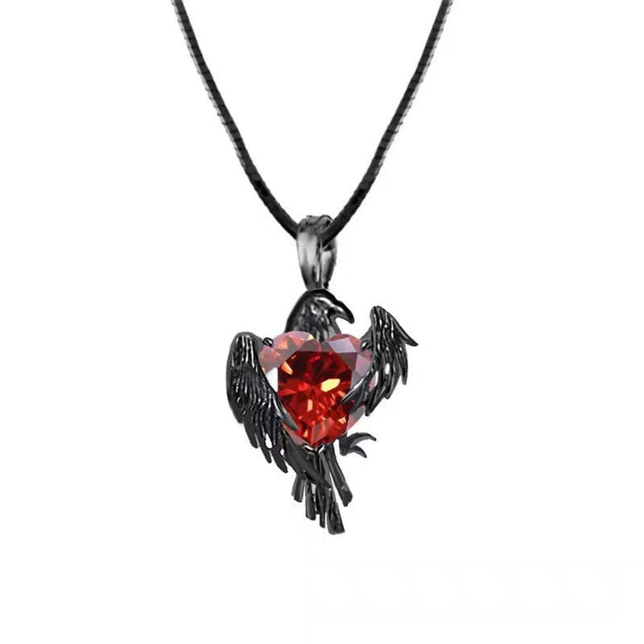 Black Raven and Red Heart Gothic Earrings Set