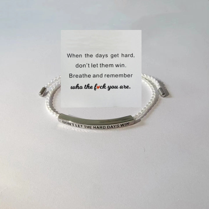 Motivational Quote 18k gold Curved Tube Curved Tube Bracelet (Handmade Braided Adjustable Engravable Cord)