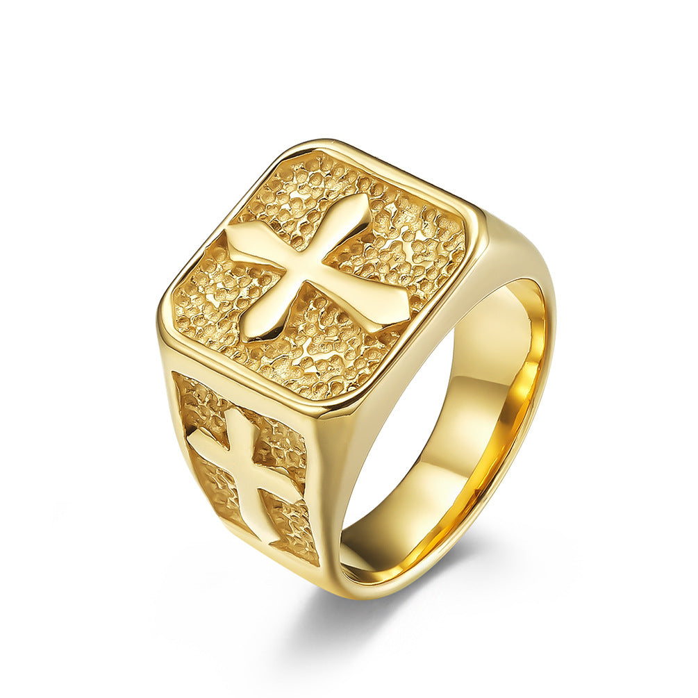 Cross Embossed Multi-Color Men's Ring