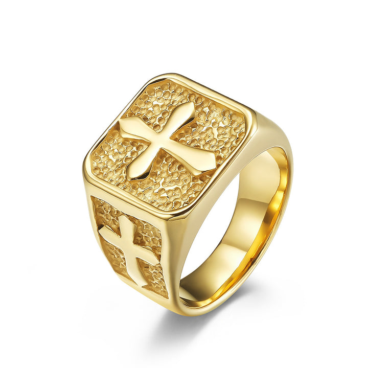 Cross Embossed Multi-Color Men's Ring
