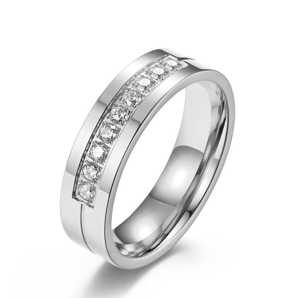 Gold-Plated Diamond-Inlaid Couple Rings (Light Luxury Minimalist Marriage Style)