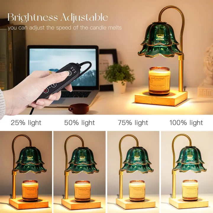 Flower Candle Warmer Lamp with Timer : With 2 Bulbs, Table Lamp Height Adjustable, Home Bedroom Decor, House Warming Gift, Birthday Gift, Gift for Women, Mother's Day Gifts Decoration Items Ornaments