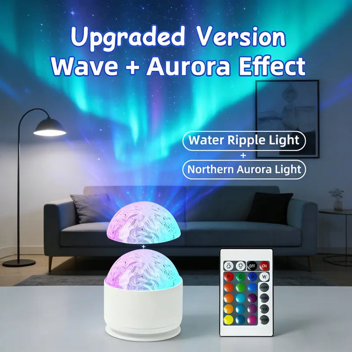 Aurora Water Wave Star Projector Light, USB Remote Control Dynamic Ocean Mood Night Lamp for Bedroom
