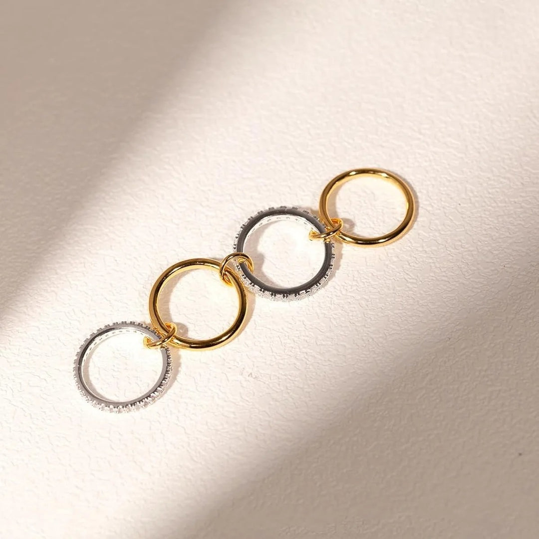 Multi-Band Chain-Link Full-Diamond Ring (Light Luxury Stackable Style Series)